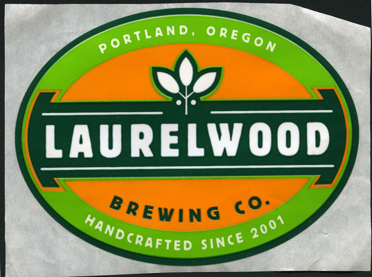 LAURELWOOD BREWING Oval Logo 4" STICKER decal craft beer brewery brewing 