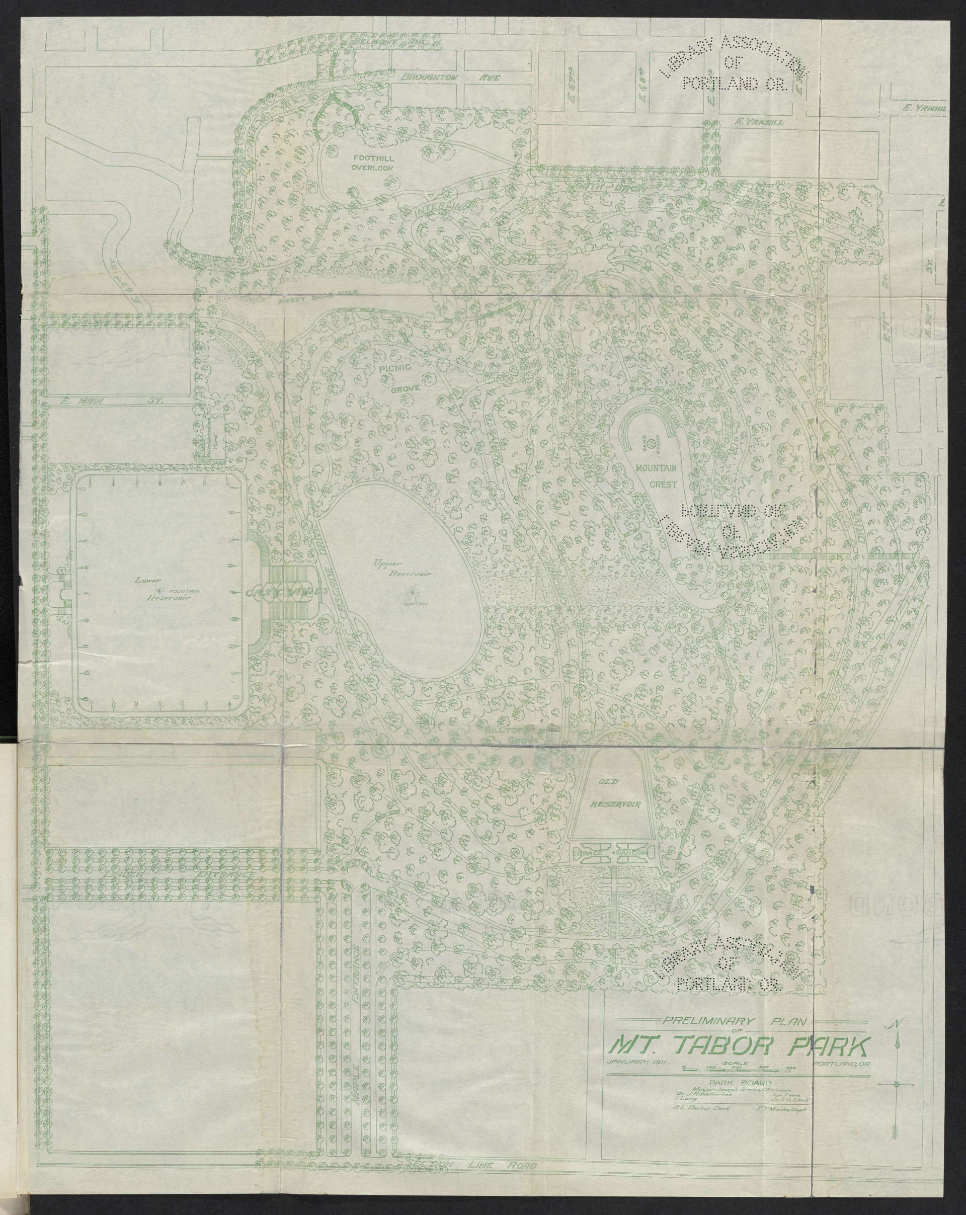 Preliminary Plan Of Mt Tabor Park The Gallery   XXmap 000145 