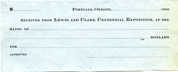 RECEIVED FROM LEWIS AND CLARK CENTENNIAL EXPOSITION