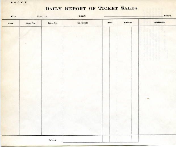 DAILY REPORT OF TICKET SALES