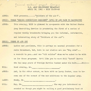 Soldiers of the Air radio script, April 16, 1941